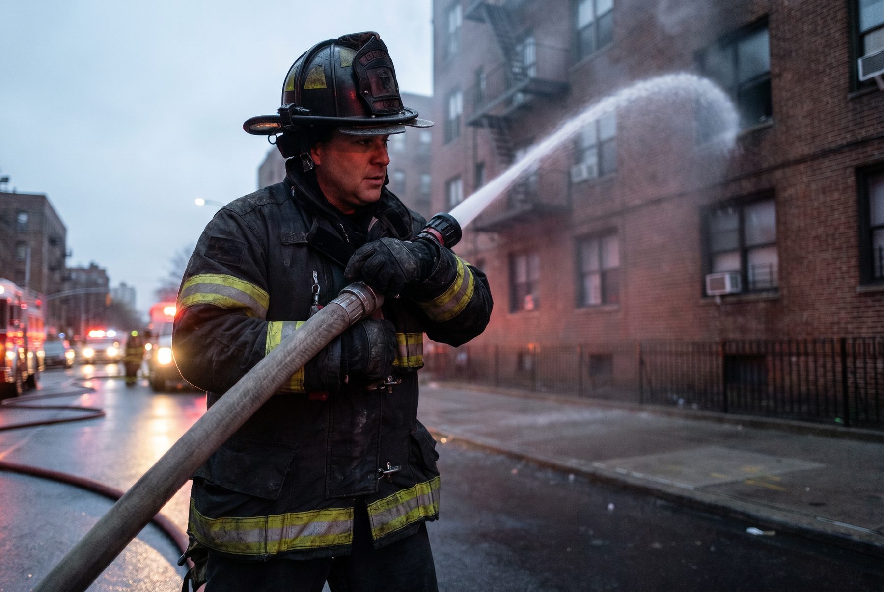 Firefighter working on a fire scene in New York City